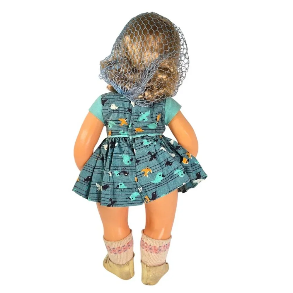 Terri Lee Doll 1950s Blonde Saran Wig Party Dress Bird Print 50s Vintage Baby